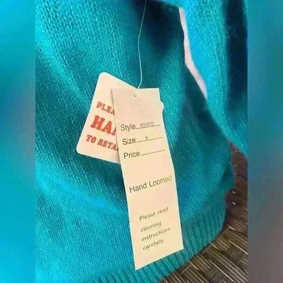 Vintage 80s Angora Wool Silk Sweater S Oversized Rhinestone - Picture 2 of 4